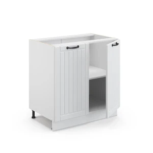Spülenunterschrank Fame-Line Weiß Landhaus 80 cm mit Regal, ohne Arbeitsplatte livinity®