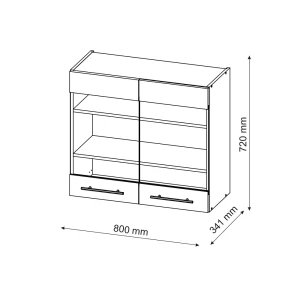 Küchenglasschrank Fame-Line Anthrazit-Gold 80 cm Vicco