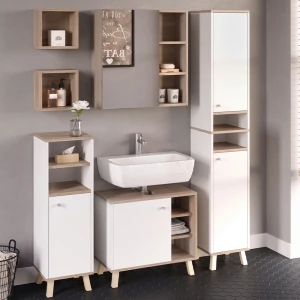 Badmöbel-Set Senyo Weiß 5 Teile, mit Hochschrank livinity®