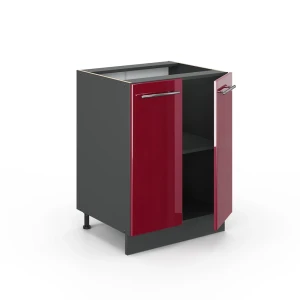 Küchenunterschrank Fame-Line Bordeaux Hochglanz 60 cm ohne Arbeitsplatte livinity®