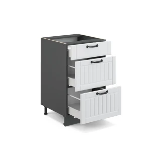 Küchenunterschrank Fame-Line Weiß Landhaus 50 cm ohne Arbeitsplatte livinity®