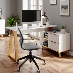 Schreibtisch Nautica Weiß 138 x 60 cm mit Schubladen XL livinity®