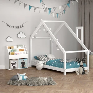 Kinderregal Luigi Weiß 72 x 79 cm mit 2 Faltboxen opt.4 livinity®