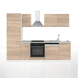 Küchenzeile Optima Sonoma/Weiß 270 cm ohne Arbeitsplatte Vicco