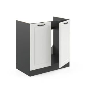 Spülenunterschrank R-Line Weiß Landhaus 80 cm ohne Arbeitsplatte livinity®