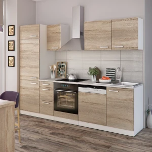 Küchenzeile Optima Sonoma/Weiß 270 cm ohne Arbeitsplatte livinity®