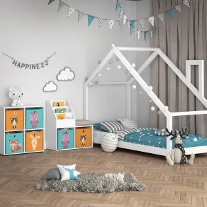 Kinderregal Luigi Weiß 72 x 79 cm Mini, mit 2 Faltboxen opt.1 livinity®