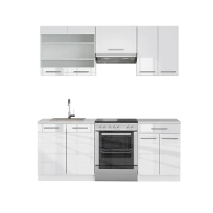 Complete keukeneenheid Fame-Line Wit hoogglans/wit 200 cm zonder werkblad Vicco
