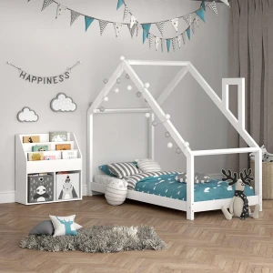 Kinderregal Luigi Weiß 72 x 79 cm mit 2 Faltboxen opt.5 livinity®