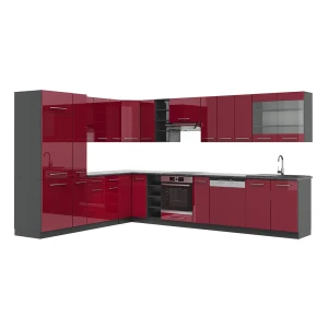 Hjørnekøkken Fame-Line Bordeaux højglans/antracit 347 x 46 cm uden bordplade Vicco