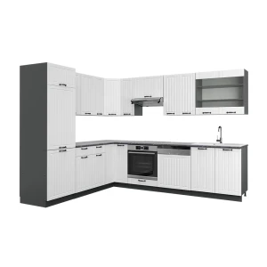 Hjørnekøkken Fame-Line Hvidt landhus/antracit 287 x 46 cm uden bordplade Vicco