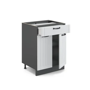 Küchenunterschrank Fame-Line Weiß Landhaus 60 cm mit Schublade, ohne Arbeitsplatte livinity®