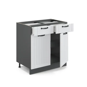 Küchenunterschrank Fame-Line Weiß Landhaus 80 cm ohne Arbeitsplatte livinity®