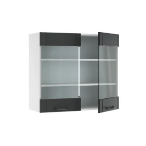 Küchenglasschrank Fame-Line Anthrazit Landhaus 80 cm livinity®