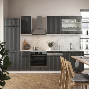 Küchenzeile Fame-Line Anthrazit Landhaus/Weiß 300 cm , AP Anthrazit livinity®