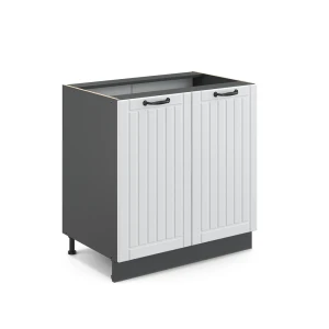 Spülenunterschrank Fame-Line Weiß Landhaus 80 cm mit Regal, ohne Arbeitsplatte Vicco