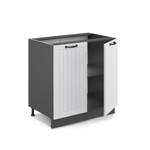 Spülenunterschrank Fame-Line Weiß Landhaus 80 cm mit Regal, ohne Arbeitsplatte livinity®