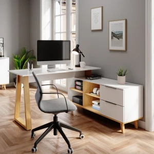 Schreibtisch Nautica Weiß 138 x 60 cm mit Schubladen XXL livinity®