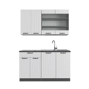 Singlekøkken Fame-Line Hvidt landhus/antracit 140 cm , BP Antracit Vicco