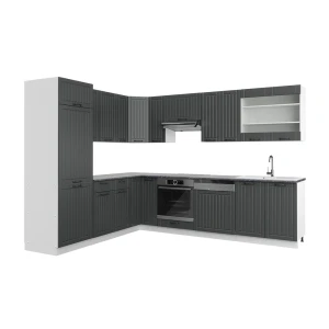 Hjørnekøkken Fame-Line Antracit landhus/hvid 287 x 46 cm uden bordplade Vicco