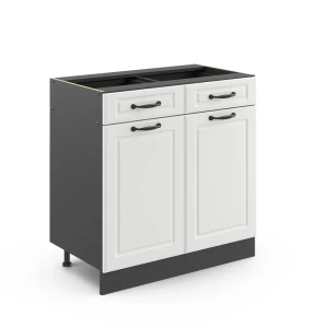 Küchenunterschrank R-Line Weiß Landhaus 80 cm ohne Arbeitsplatte Vicco