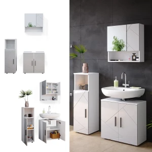 Badmöbel-Set Ronco Weiß Hochglanz 3 Teile livinity®