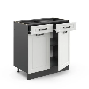 Küchenunterschrank R-Line Weiß Landhaus 80 cm ohne Arbeitsplatte livinity®