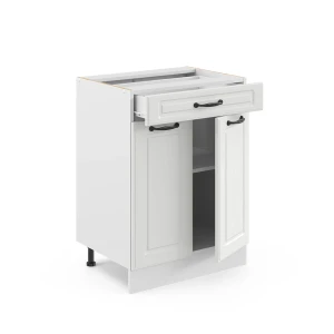 Küchenunterschrank R-Line Weiß Landhaus 60 cm mit Schublade, ohne Arbeitsplatte livinity®