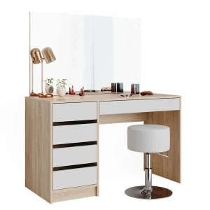 Schminktisch-Set Sherry Weiß/Sonoma 120 cm mit Hocker Vicco