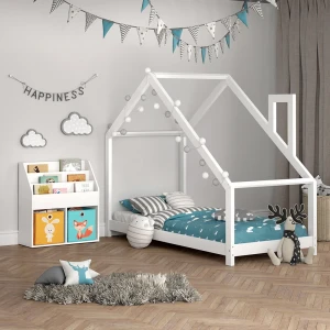 Kinderregal Luigi Weiß 72 x 79 cm mit 2 Faltboxen opt.1 livinity®