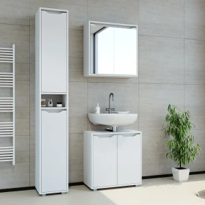 Badmöbel-Set Ruben Weiß 3 Teile, mit Hochschrank livinity®