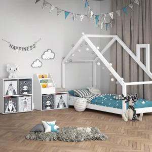 Kinderregal Luigi Weiß 30.9 x 79 cm Mini, mit 2 Faltboxen opt.5 livinity®