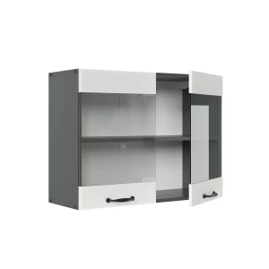 Küchenglasschrank R-Line Weiß Landhaus 80 cm livinity®