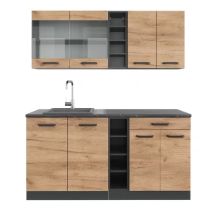 Pojedyncza kuchnia R-Line Złoty dąb power/antracyt 160 cm , BP Antracyt Vicco