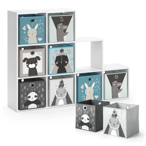 Kinderboekenkast  Wit 142.4 x 107.8 cm met 8 vouwboxen Vicco