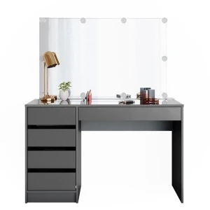 Makeupbord Sherry Antracit 120 cm med LED-belysning Vicco