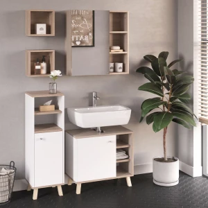 Badmöbel-Set Senyo Weiß 4 Teile, mit Midischrank livinity®