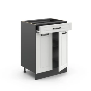 Küchenunterschrank R-Line Weiß Landhaus 60 cm mit Schublade, ohne Arbeitsplatte livinity®