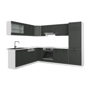 Hjørnekøkken R-Line Antracit landhus/hvid 287 x 46 cm uden bordplade Vicco