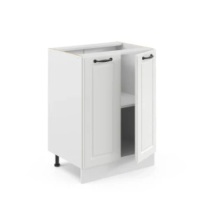 Küchenunterschrank R-Line Weiß Landhaus 60 cm ohne Arbeitsplatte livinity®