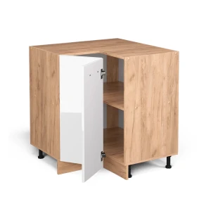 Eckunterschrank R-Line Weiß Hochglanz 75.6 cm ohne Arbeitsplatte livinity®
