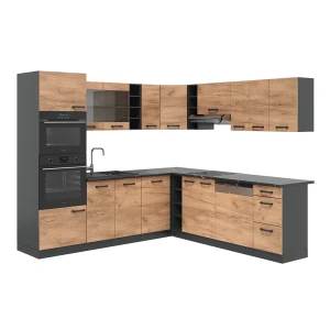 Hjørnekøkken R-Line Guld power eg/antracit 247 x 46 cm uden bordplade Vicco