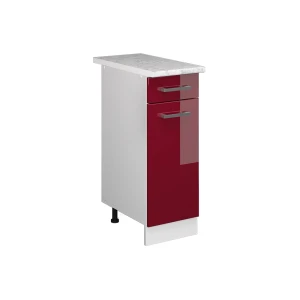 Universal underskab R-Line Bordeaux rød højglans 30 cm med skuffe, med bordplade Vicco