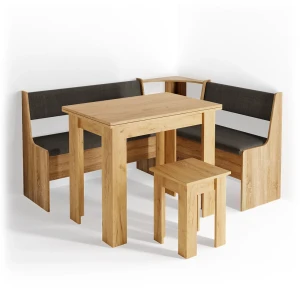 Hjørnebænksgruppe Roman Gold power oak 150 x 120 cm med bord Vicco