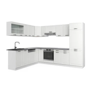 Hjørnekøkken R-Line Hvid landhus/Hvid 287 x 227 cm, BP Antracit Vicco