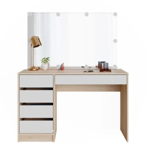 Makeupbord Sherry Hvid/Sonoma 120 cm med LED-belysning Vicco