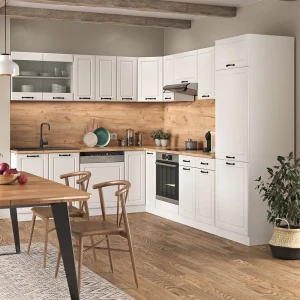 Eckküche R-Line Weiß Landhaus/Weiß 287 x 227 cm, AP Marmor livinity®
