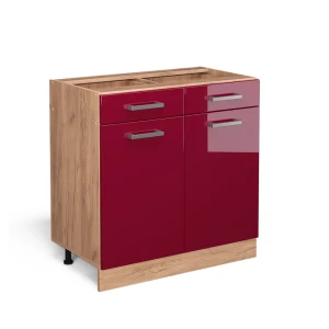 Küchenunterschrank R-Line Rot Hochglanz 80 cm ohne Arbeitsplatte Vicco