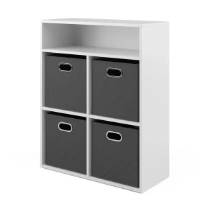Bogreol  Hvid 72 x 90.2 cm med 4 foldekasser Vicco