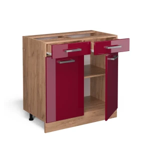 Küchenunterschrank R-Line Rot Hochglanz 80 cm ohne Arbeitsplatte livinity®